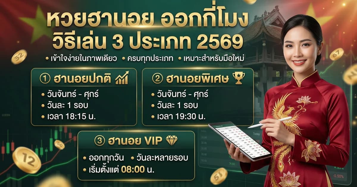 หวยฮานอย ออกกี่โมง วิธีเล่น 3 ประเภท 2569