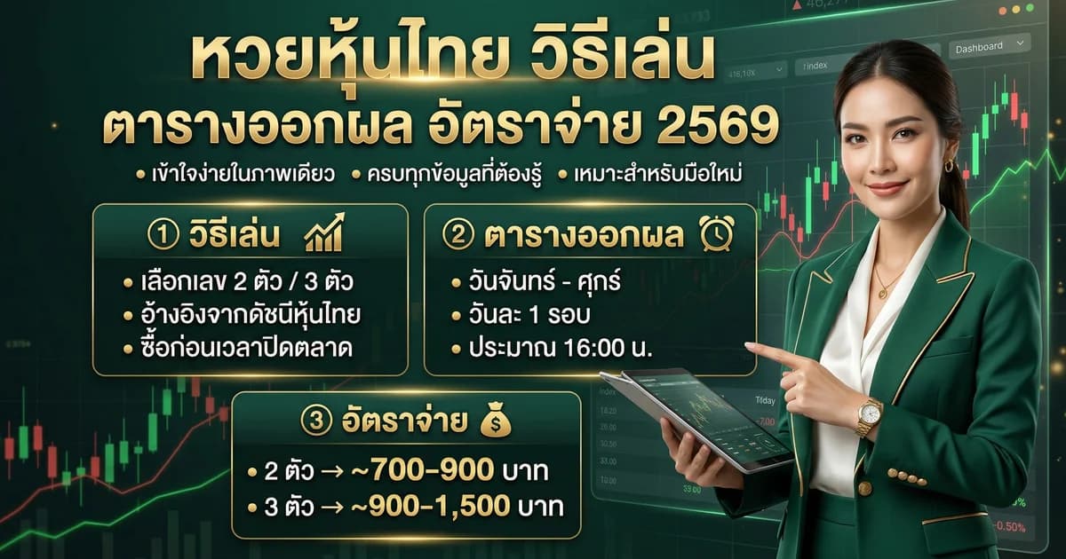 หวยหุ้นไทย วิธีเล่น ตารางออกผล อัตราจ่ายสูงสุด 2569